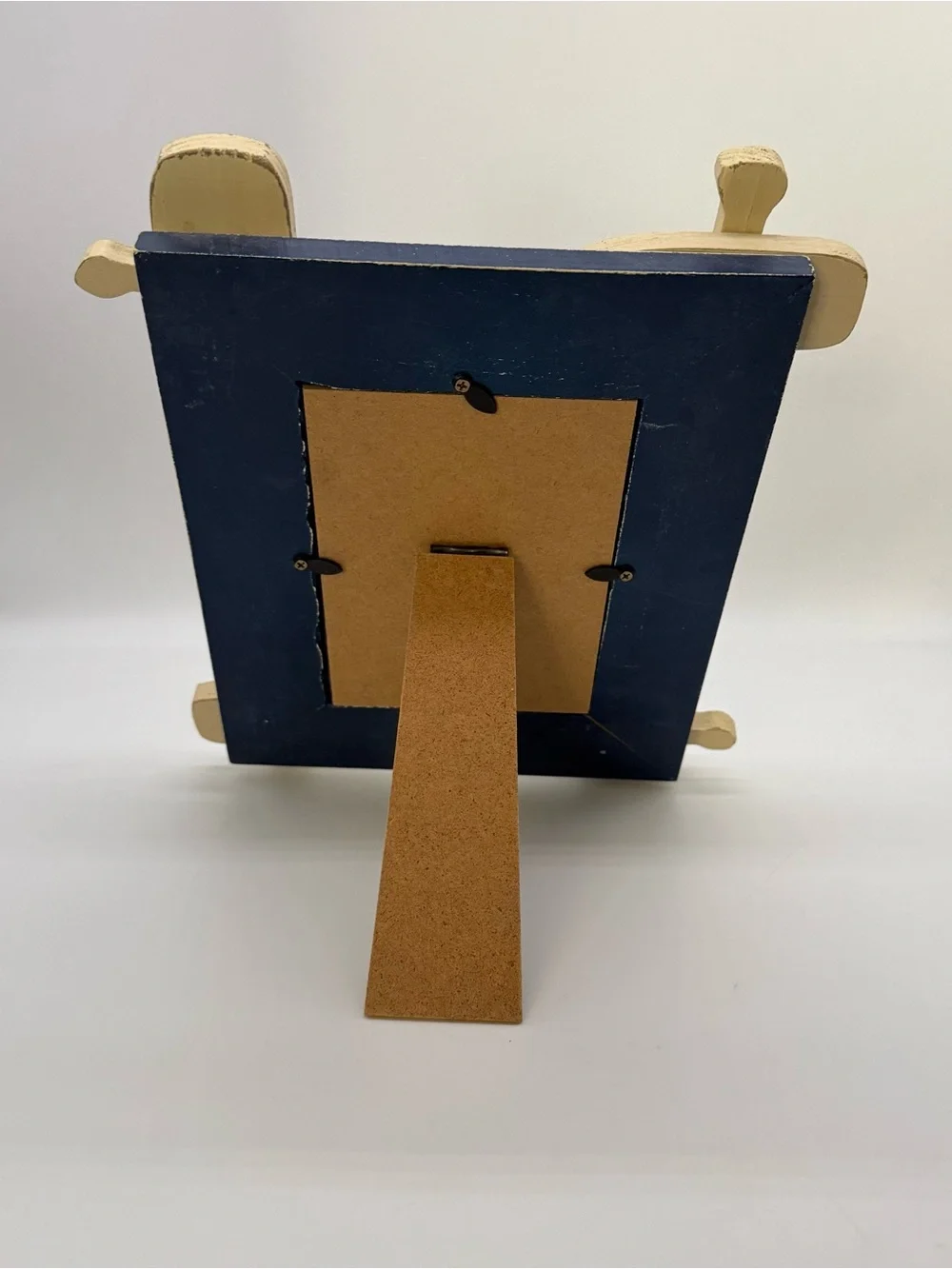 Nautical Wood Oar Picture Frame Navy Blue Distressed Coastal Beach Lake Decor